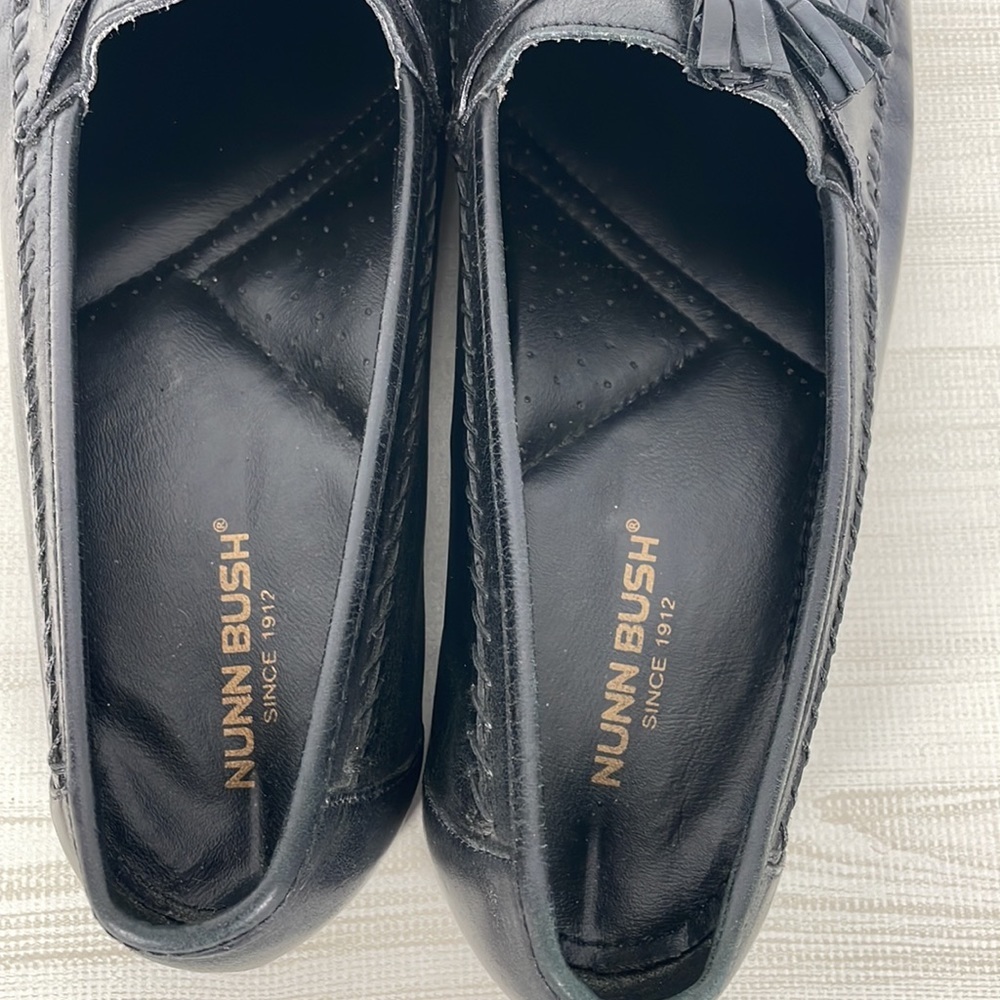 Nunn Bush men's black leather woven pinch toe loafer with tassel Size 11 - Picture 7 of 10